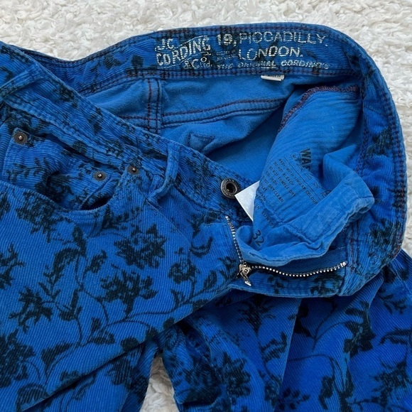 Jack Wills Blue Black Floral Low Rise Skinny Corduroy Pants Size 8 Pockets - Picture 4 of 9